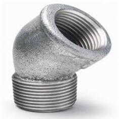 زانویی چپقی 45 درجه گالوانیزه دنده  مارک مک  Hot Dip Galvanized  MF ELBOW